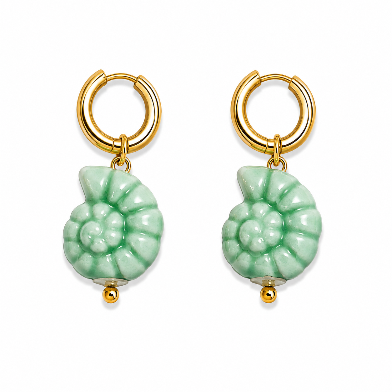 Pendientes Caracol Marino VERDE AGUA