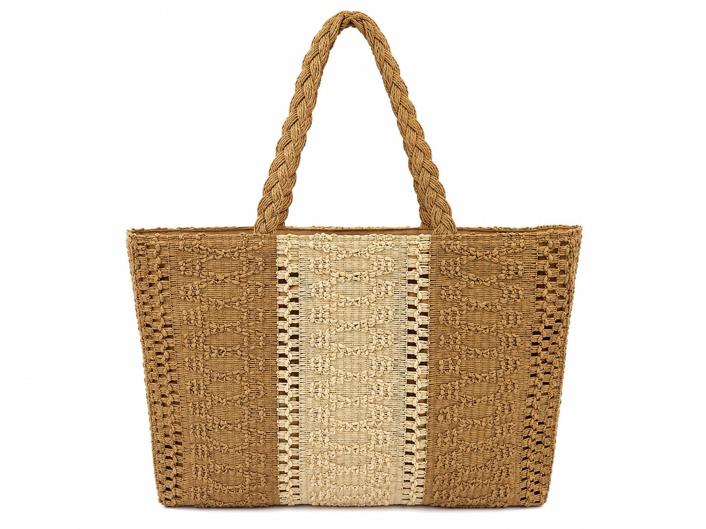 Bolso Rafia Tricolor MARRÓN