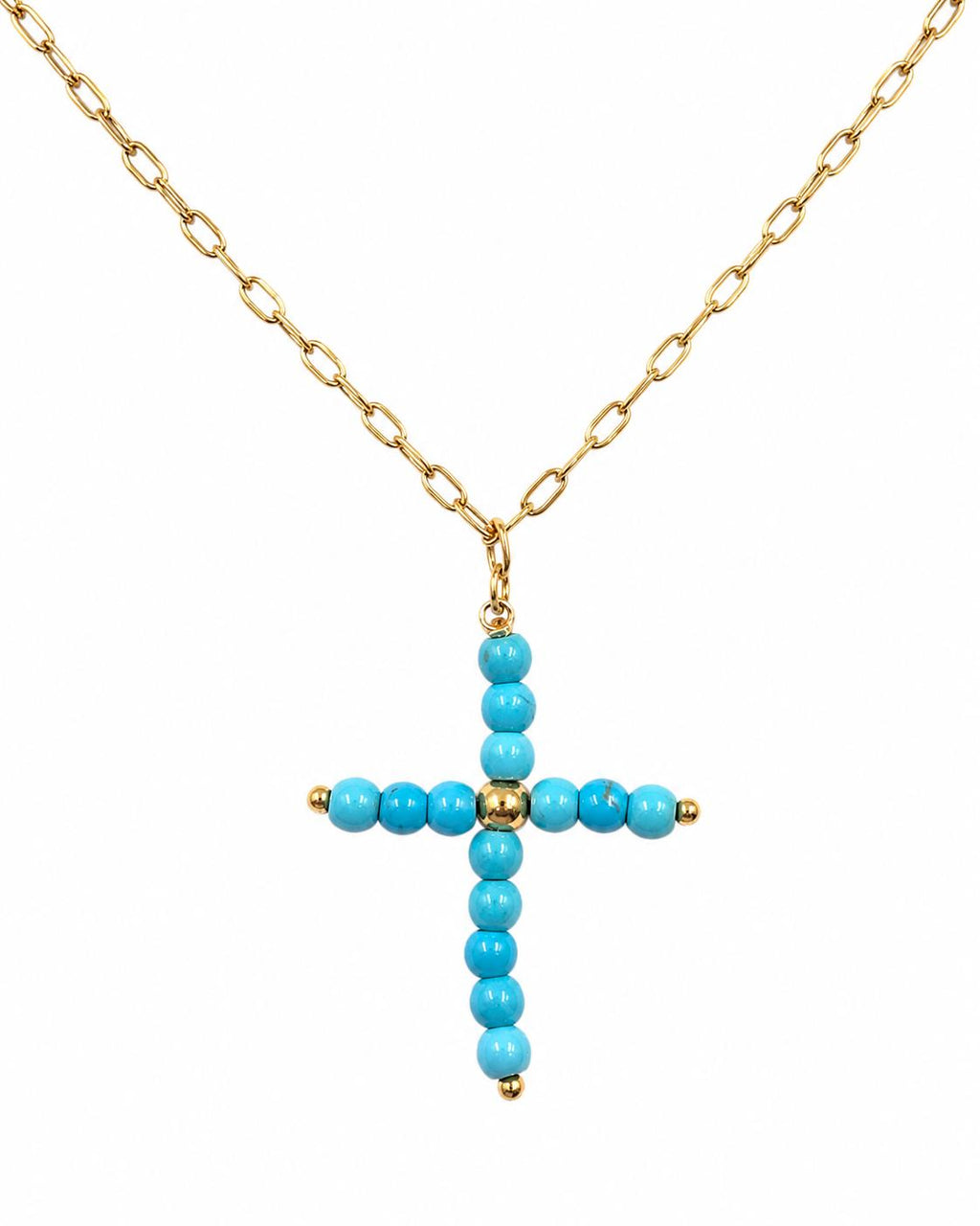 Collar Cruz Cuentas AZUL