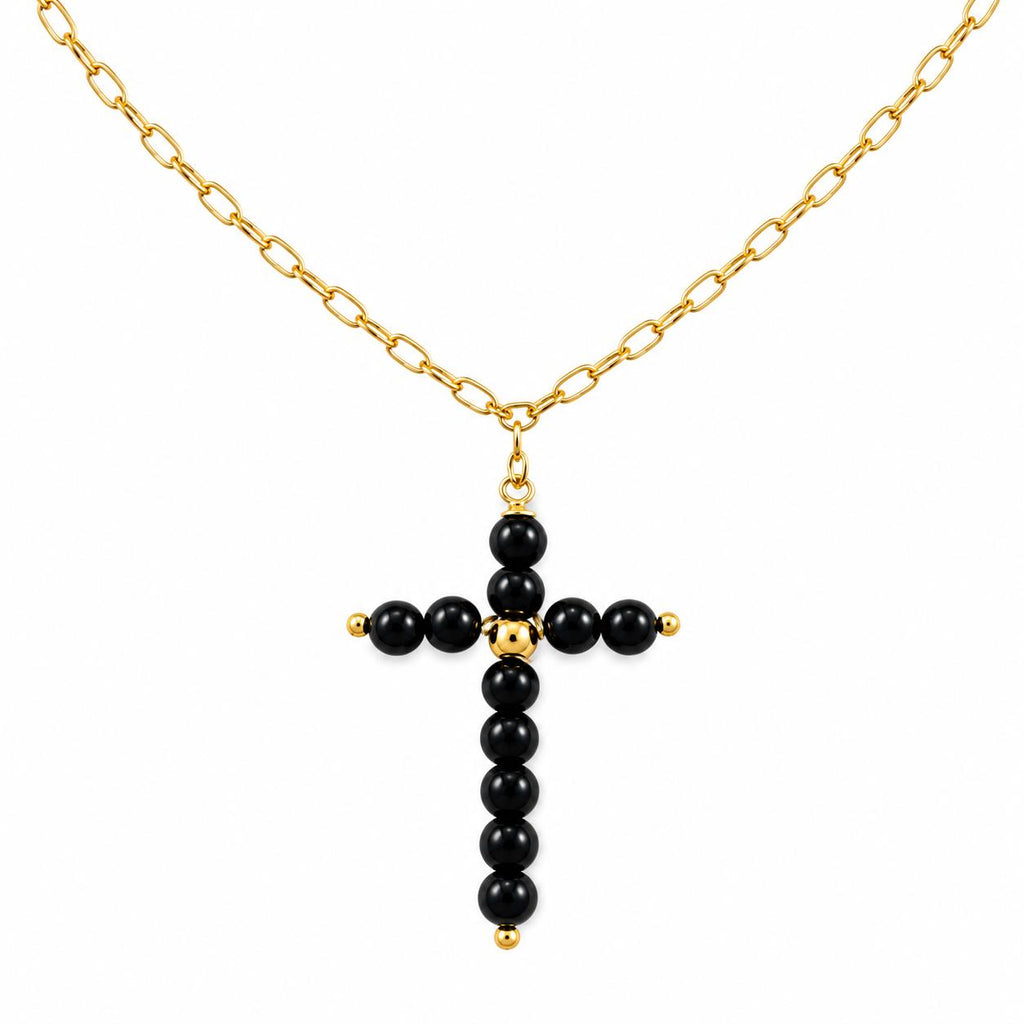 Collar Cruz Cuentas NEGRO