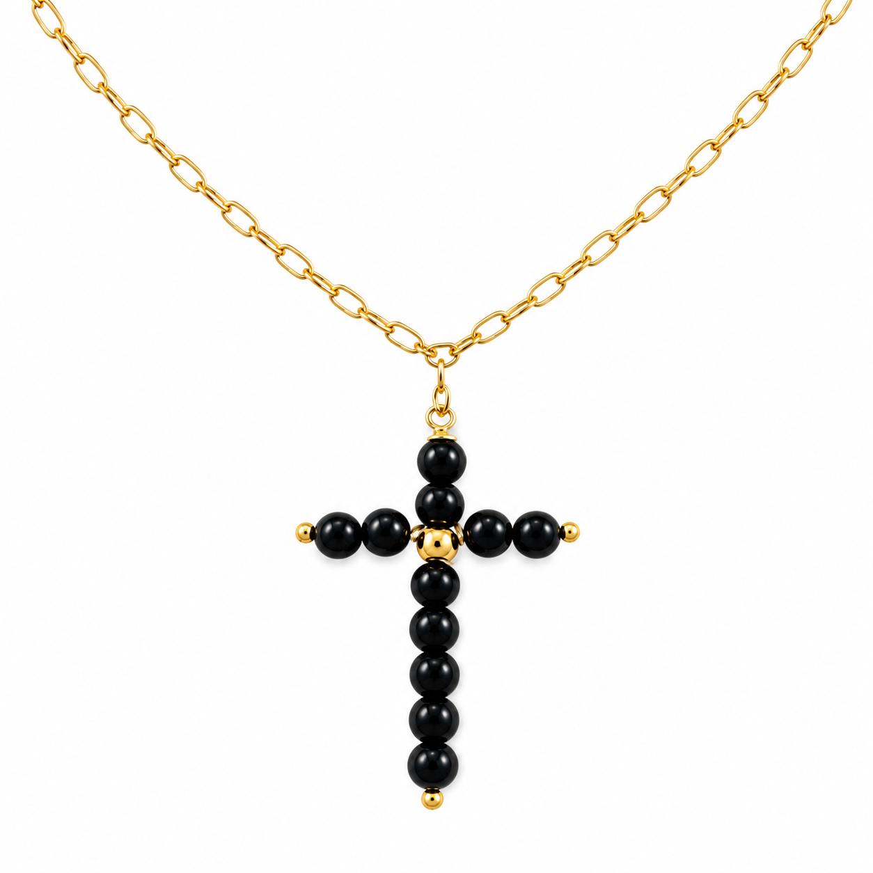 Collar Cruz Cuentas NEGRO