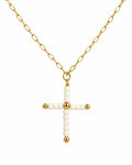 Collar Cruz Cuentas BLANCO