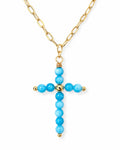 Collar Cruz Cuentas AZUL