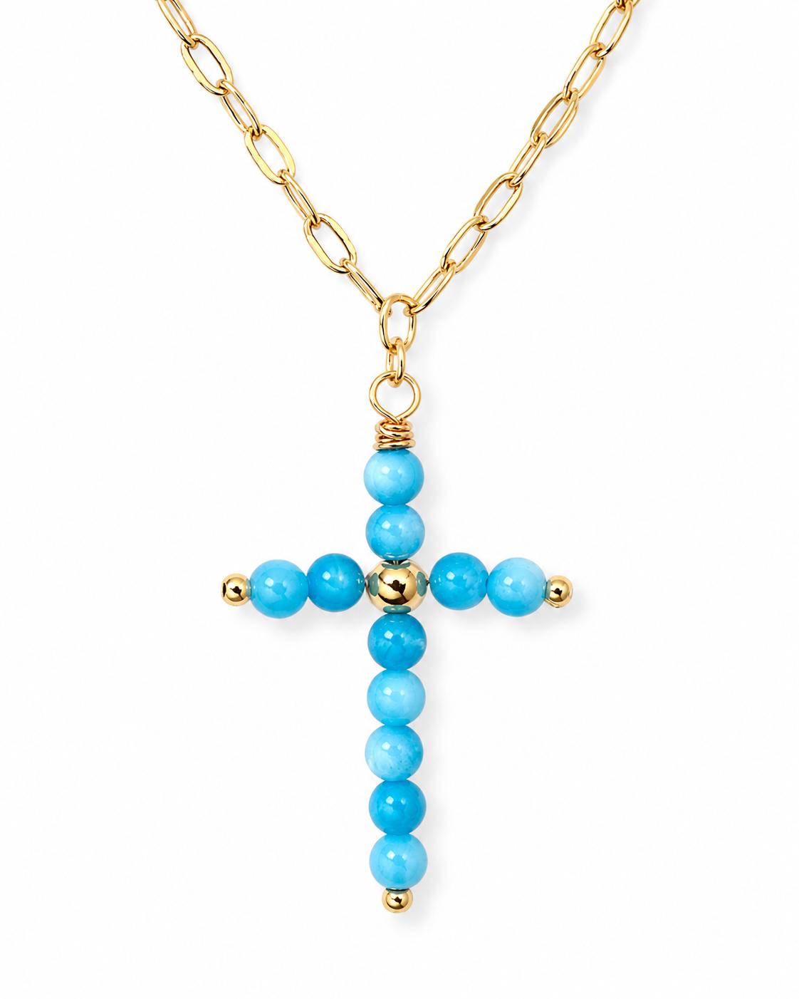 Collar Cruz Cuentas AZUL