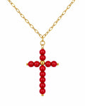 Collar Cruz Cuentas ROJO