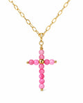 Collar Cruz Cuentas ROSA CLARO